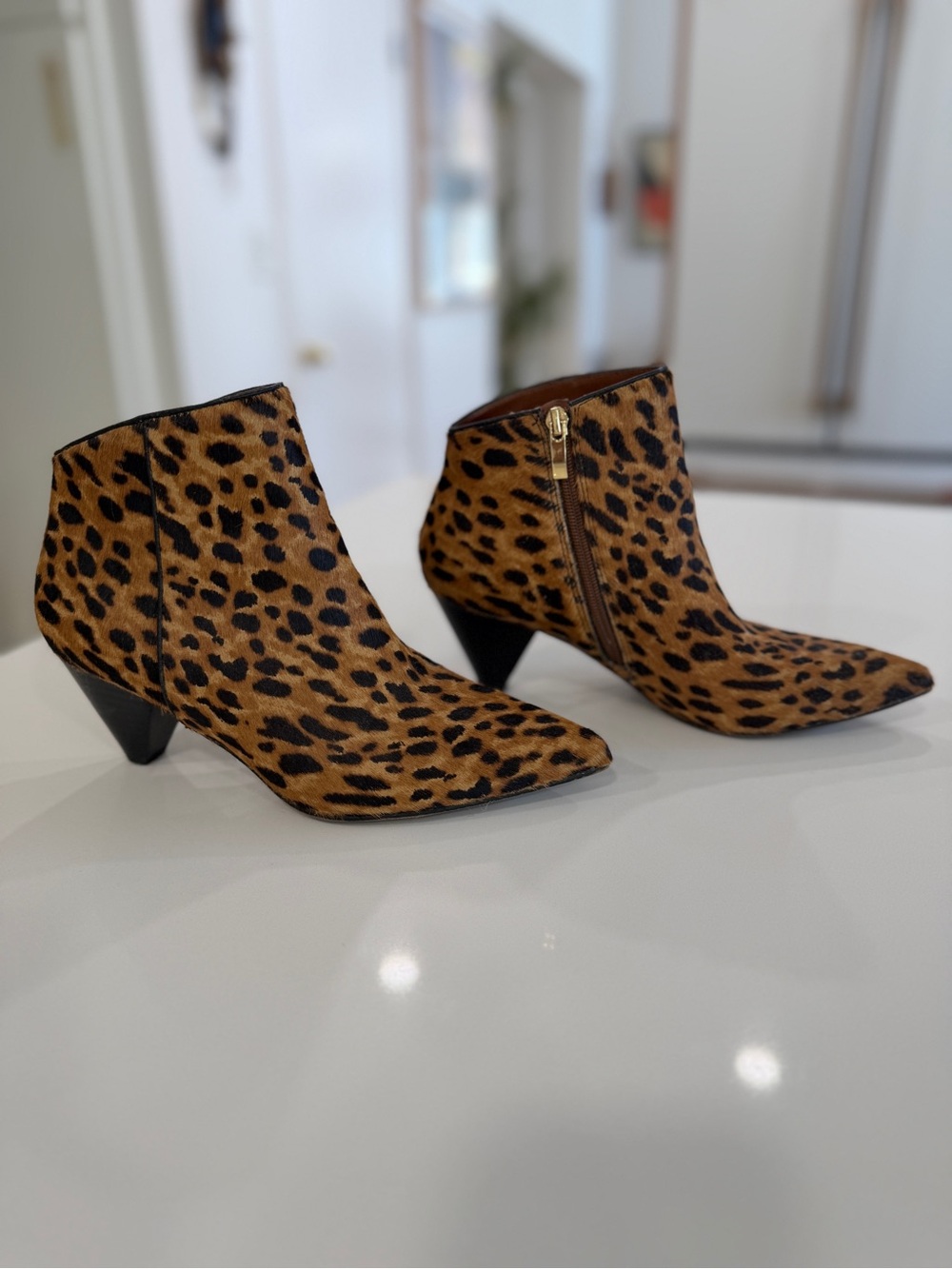 Franco Sarto Leopard-Print Pointed Ankle Booties
